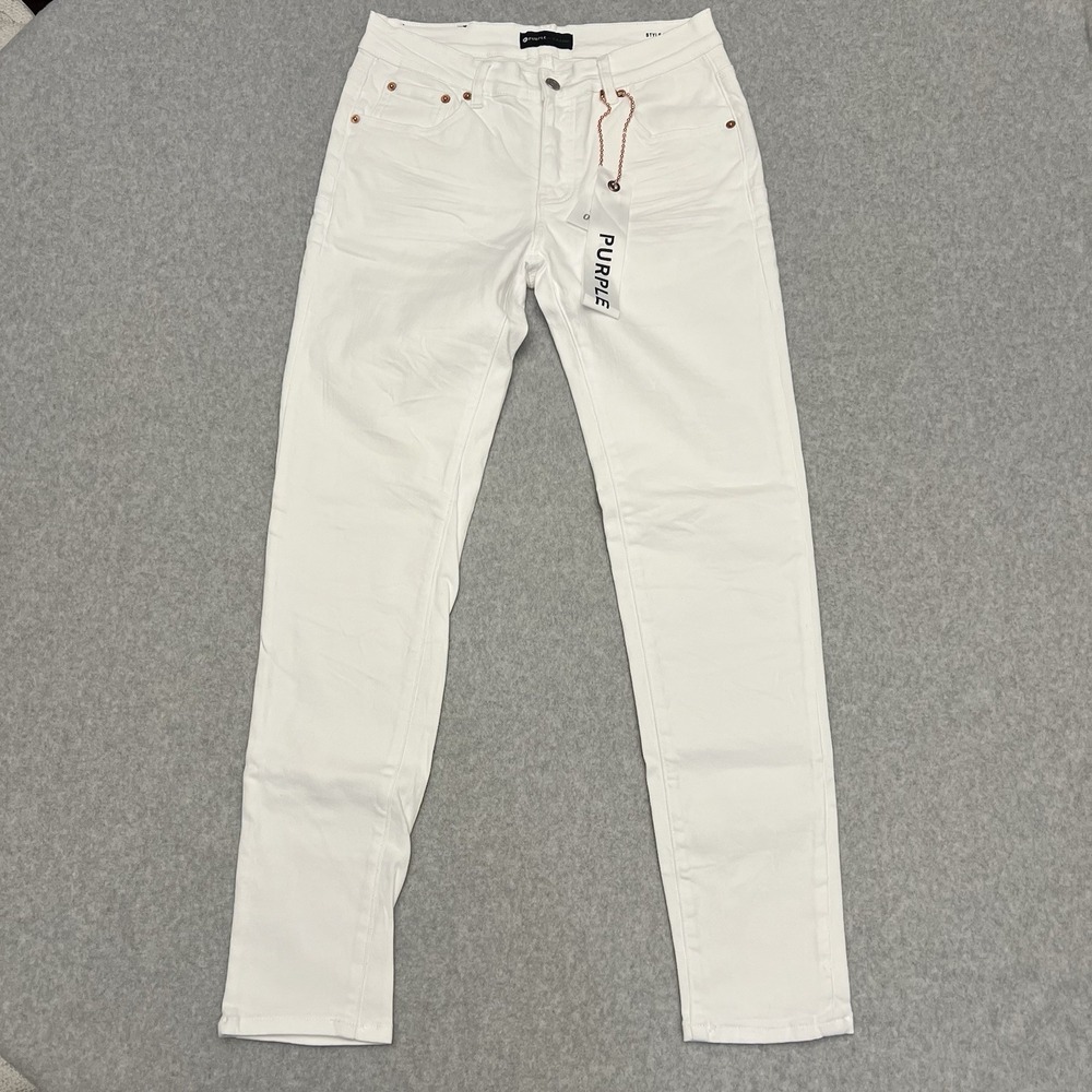 Purple Brand Jeans Men's 30x30 White Skinny Fit Stretch Designer Button Fly P001